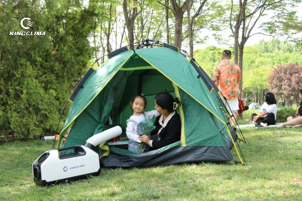 KingClima portable battery operated air conditioner for camping